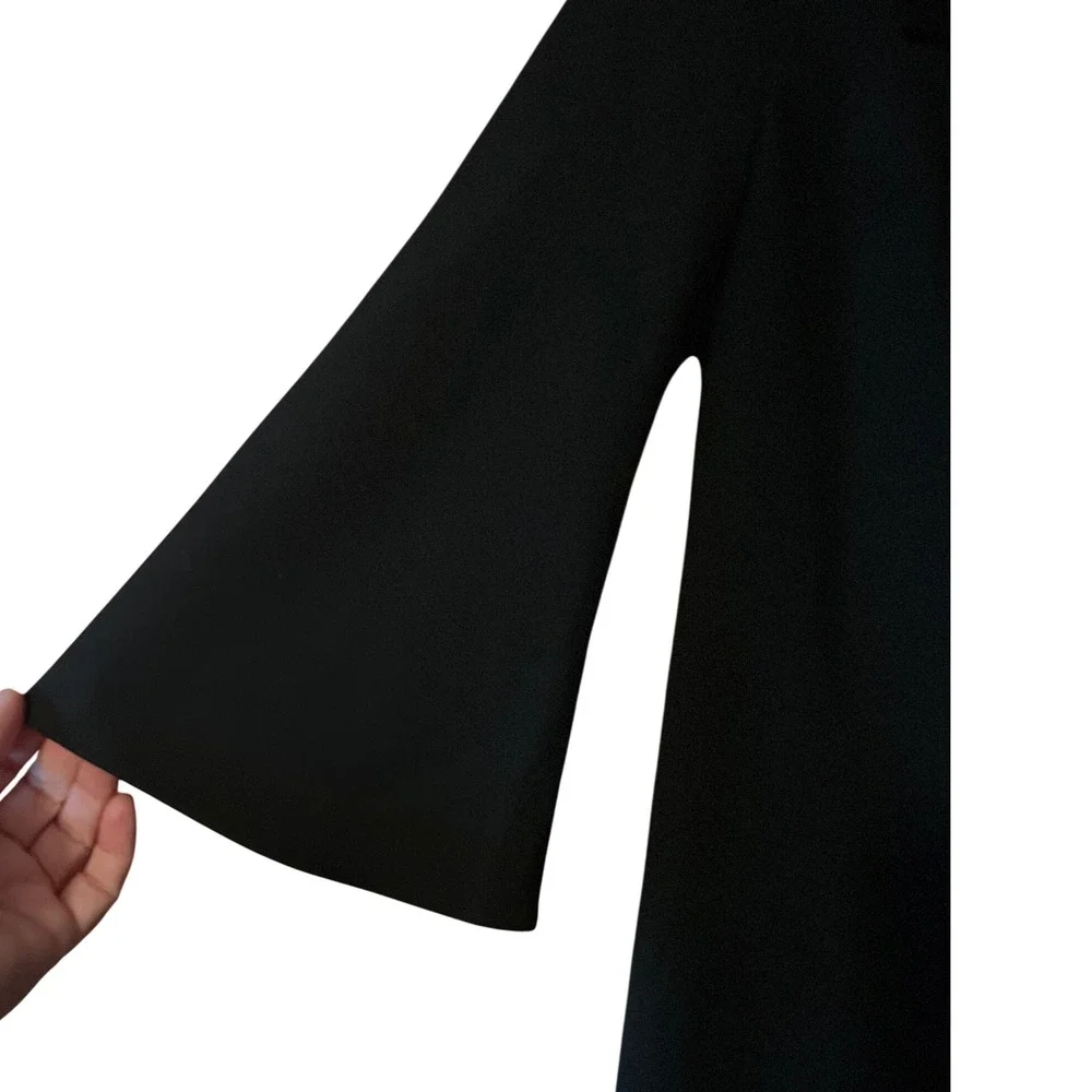 Banana Republic Black Dress Square Neck Bell Sleeve Career Cocktail‎ Sheath S 0